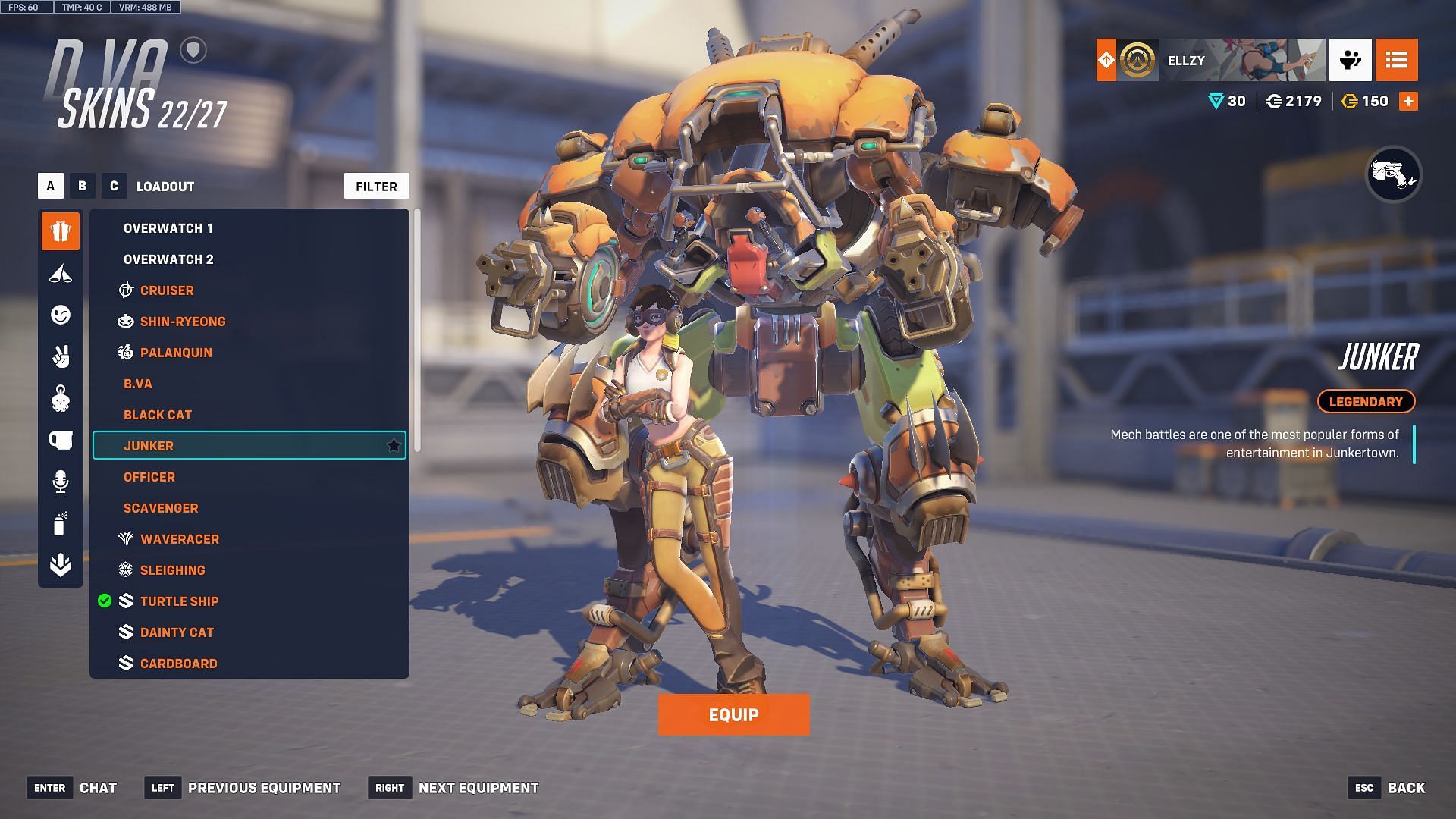 Junker D.Va skin (Image via Sportskeeda Gaming | Blizzard Entertainment)